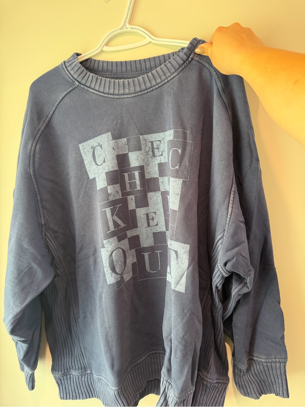 aerie Navy Blue Graphic Crewneck Sweatshirt